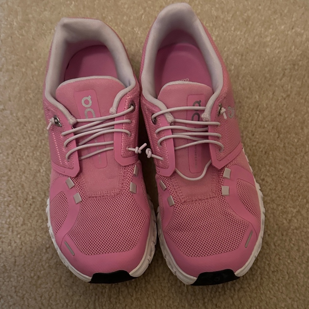 On Women's Pink and White Athletic Sneakers